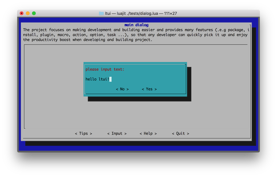 LTUI v1.1, 基于 lua 的跨平台字符终端 UI 界面库